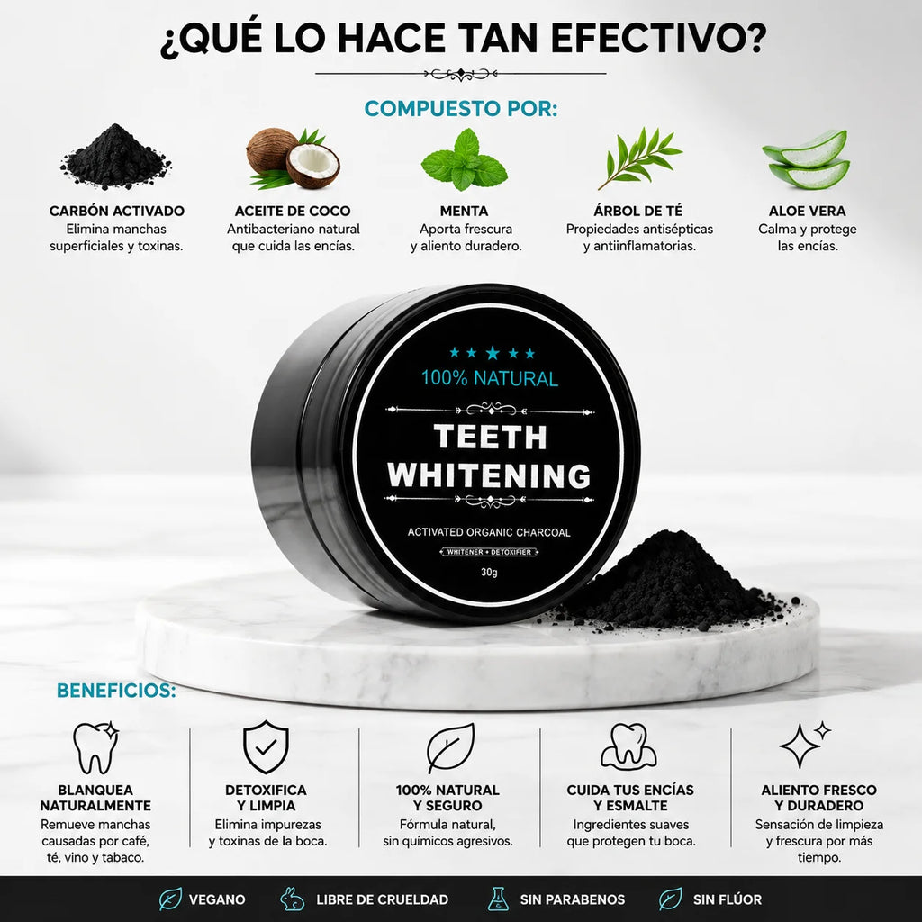 Polvo Blanqueador de Carbón Activado — Quita las Manchas del Mate y Tereré
